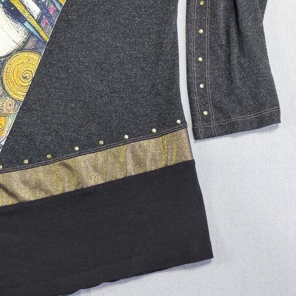 Simply Art by Dolcezza blouse women's size M black with graphic design - Picture 6 of 8